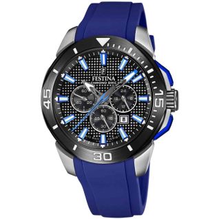 FESTINA CHRONO BIKE - ανδρικό ρολόϊ χρονογράφος με μπλε καουτσούκ λουράκι F20642/1