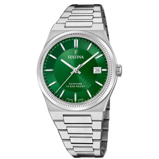 FESTINA SWISS MADE - ανδρικό ελβετικό ρολόϊ με μπρασελέ και πράσινο καντράν F20034/3