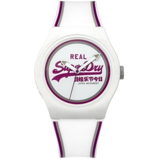 SUPERDRY URBAΝ - γυναικείο ρολόϊ με άσπρο καουτσούκ λουράκι SYG198WR