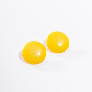 Σκουλαρίκια στρογγυλά κίτρινα με κλιπ - μοντέρνα σκουλαρίκια με κλιπ - για μη τρυπημένα αυτιά V3