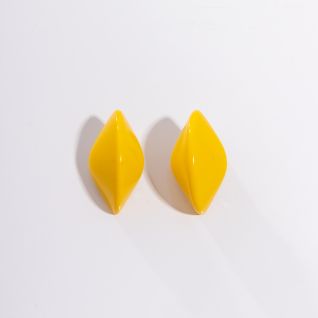 Σκουλαρίκια κίτρινα κλιπ - μοντέρνα σκουλαρίκια με κλιπ - για μη τρυπημένα αυτιά V7