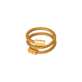 Wire - γυναικείο δαχτυλίδι από επιχρυσωμένο ατσάλι με ιδιαίτερο σχέδιο D26 