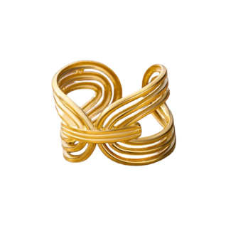 Knot - γυναικείο δαχτυλίδι με πλέξη από ατσάλι σε χρυσό χρώμα D24