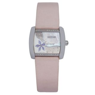 SAINT HONORÉ ROMA Diamond - γυναικείο ρολόϊ με διαμάντια και ροζ δερμάτινο λουράκι 722045 1FPYD