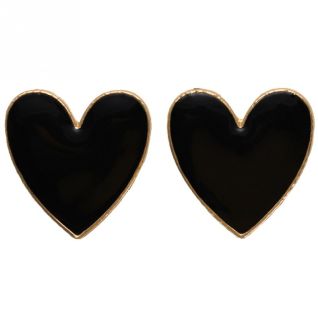 ΣΚΟΥΛΑΡΙΚΙΑ ΚΑΡΦΩΤΑ ΚΑΡΔΙΑ - γυναικεία σκουλαρίκια καρδιά σε μαύρο χρώμα Σ5