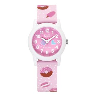 Q&Q - παιδικό ρολόϊ Ζαχαρωτά με ροζ καουτσούκ λουράκι με σχέδια VR99J011Y