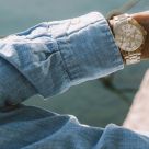 JCou AURORA Χρονογράφος - γυναικείο ρολόϊ χρονογράφος με χρυσό ατσάλινο μπρασελέ JU19040-1
