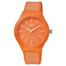 Q&Q -   γυναικείο αδιάβροχο ρολόι με πορτοκαλί λουράκι καουτσούκ VR28J039
